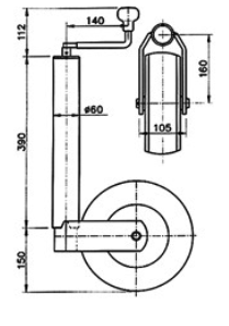 NOKKAPYÖRÄ 300KG PELTIVANNE - Peräkärry Nokkapyörät - 09011 - 3