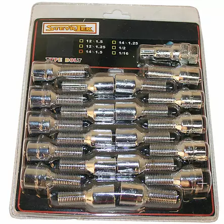 Tähtipää aluvannepulttisarja 1,25mm nousu, 12mm, pituus 28mm, 16 kpl - Pyöränpultit - 1814T-16 - 1