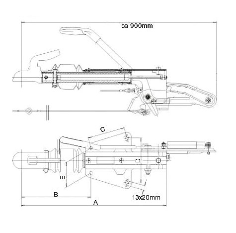 TYÖNTÖJARRU KNOTT KF20 - Peräkärry työntöjarru V-aisa - 01009 - 1