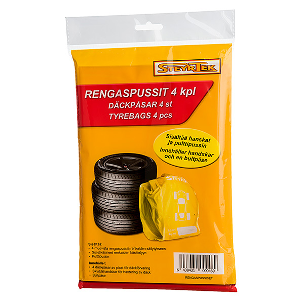 Rengaspussit 4 kpl + hanskat ja pulttipussi - Paikkaus, merkintä ja säilytys - RENGASPUSSISET - 1